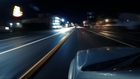 High Speed Car Pov Night Driving In City