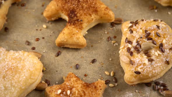 The process of making cookies from shortbread dough.