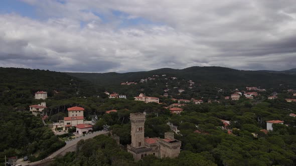 Drone view of Calignaia Bay, Livorno, Maremma, Tuscany.