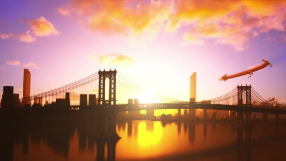 Golden chinese dragon movement in the city. alt