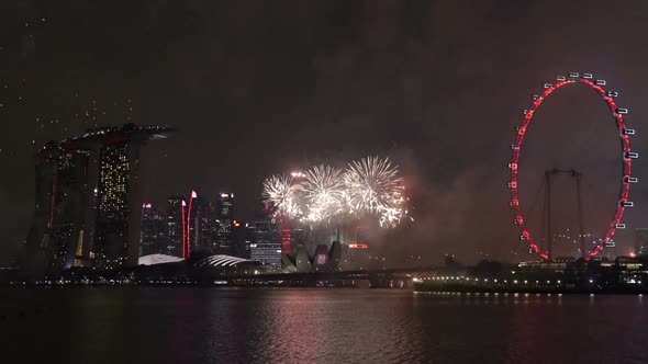 Beautiful colorful firework at Singapore city