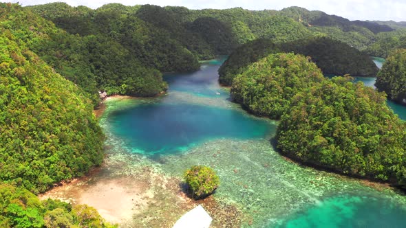 Aerial View of Sugba Lagoon. Beautiful Landscape with Blue Sea Lagoon, National Park, Siargao Island