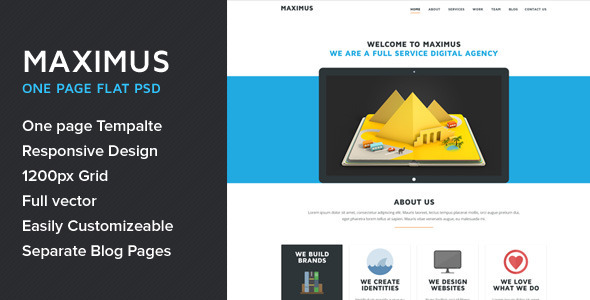 Maximus - One Page Multipurpose Flat PSD Template