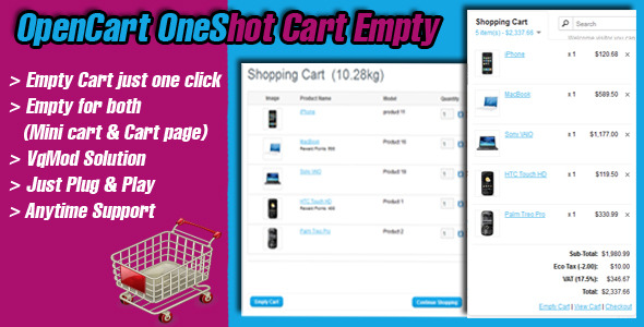 opencart oneshot cart empty
