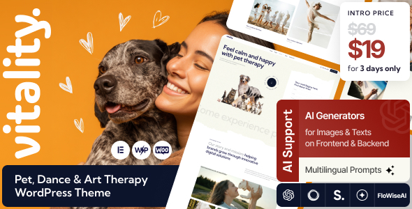 Vitality - Pet, Dance & Art Therapy WordPress Theme