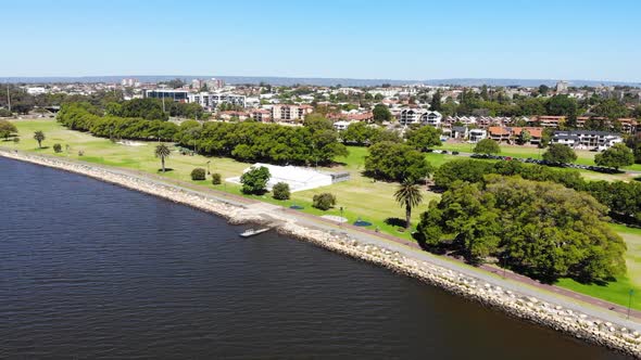 Aerial View of a Riverside City in Australia