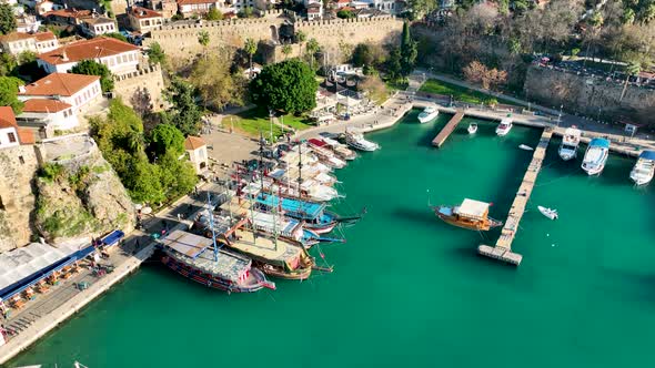 Old Seaport Aerial View Turkey Antalya 4 K