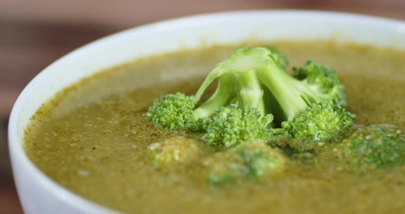 Soup Made From Fresh Broccoli To the Bowl. 