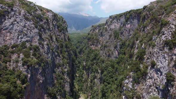 Aerial View of Canyon at Gjipe Beach Himara Albania Albanian Riviera