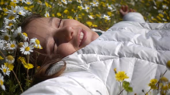 Young Girl On Daisy Flowers 3