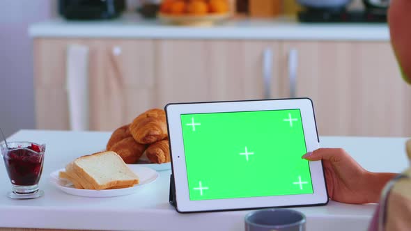 Searching Recipe on Table Computer with Green Mockup