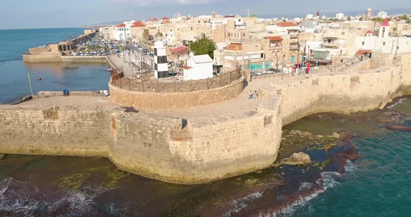Aerial view of Acre Old city in Israel.
