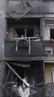 Vertical Video of a House Destroyed By the War in Ukraine