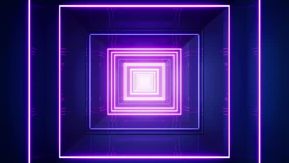 Neon Light Square Tunnel Loop