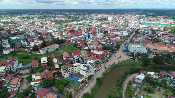 Siem Reap city in Cambodia seen from the sky