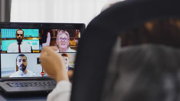 Revealing Shot of Business Woman on a Video Call