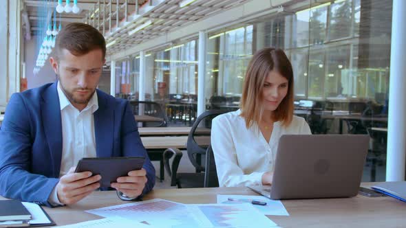 Employees Works in Open Space Office