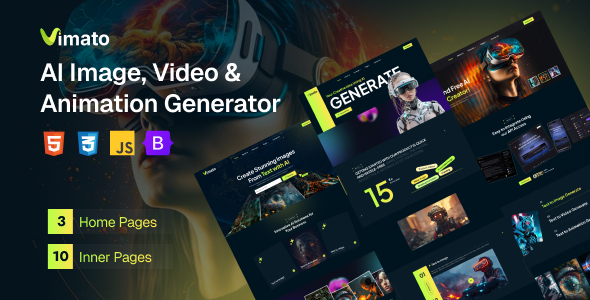 Vimato - AI Image, Video & Animation Generator HTML Template