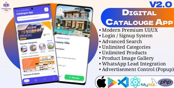 Multipurpose Digital Catalogue Android & iOS App with Website and Admin Panel V2.0