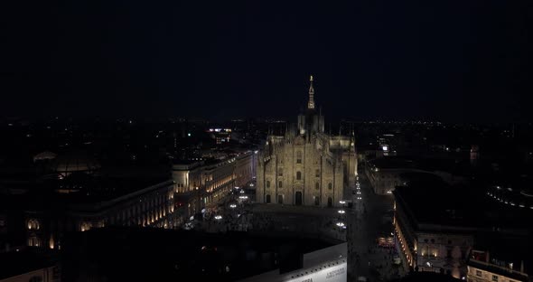 Beautiful Duomo Di Milano Cathedral Illuminated at Night