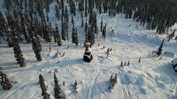 Orthodox Chapel in the Winter Forest