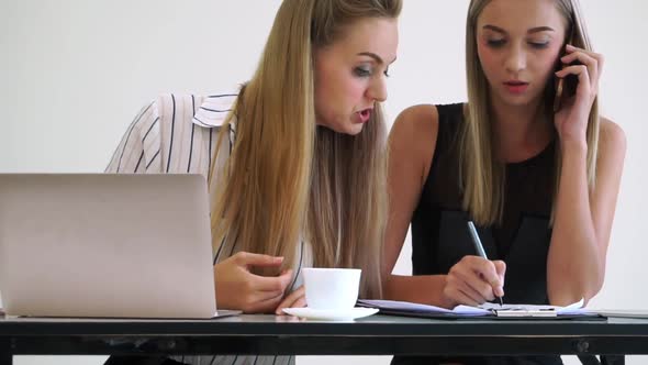 Blonde Business Woman Working at Modern Office