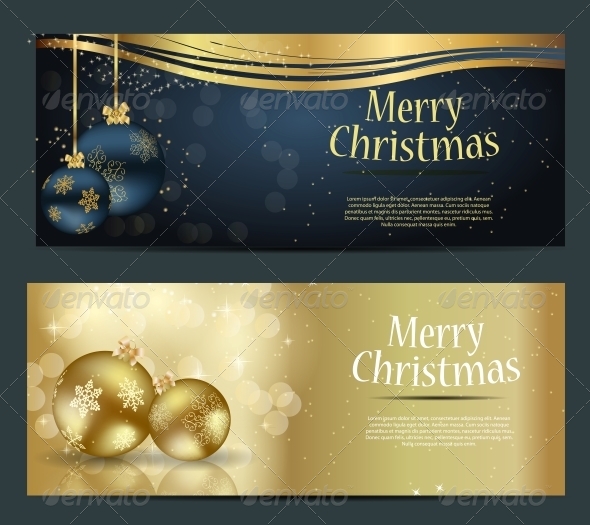 Set of Cards with Christmas Balls, Stars and Snowflakes