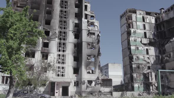 Borodyanka Ukraine  a Destroyed Building During the War Bucha District