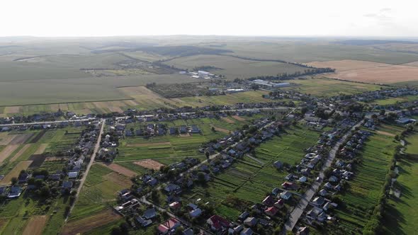 Aerial View of Neighborhood Surrounded by Farmland in Ukraine