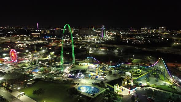 Night scape of illumination amusement park at downtown Orlando Florida USA