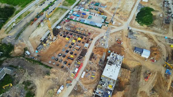 Aerial View Of The New Urban Development. New Houses Are Being Built. alt