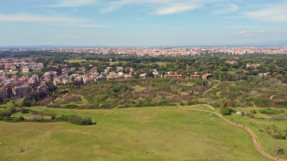 Aerial view of a public park in Rome, Italy