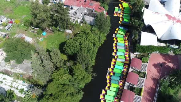 drone view over the famous mexican lake of xochimilco