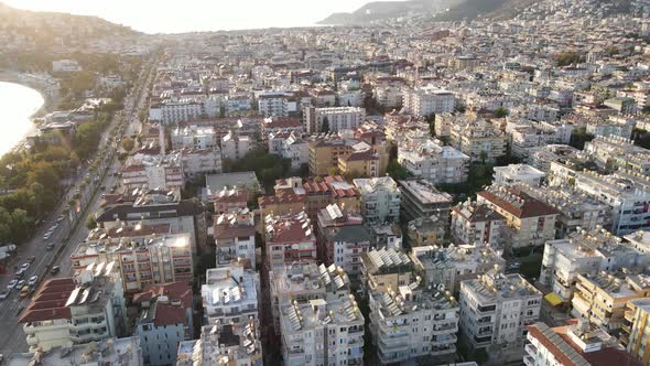 Aerial View Alanya Turkey  Resort Town Seashore