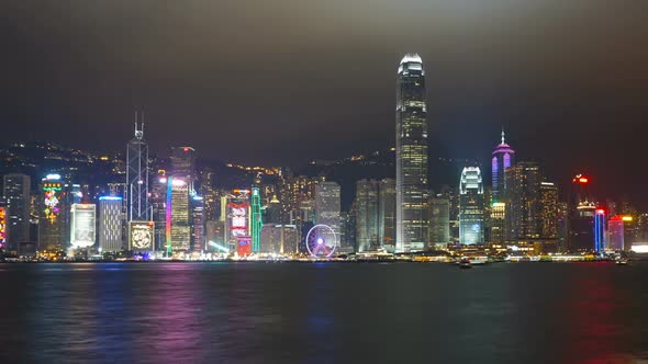 Light Show in Hong Kong at Night, Zoom Timelapse