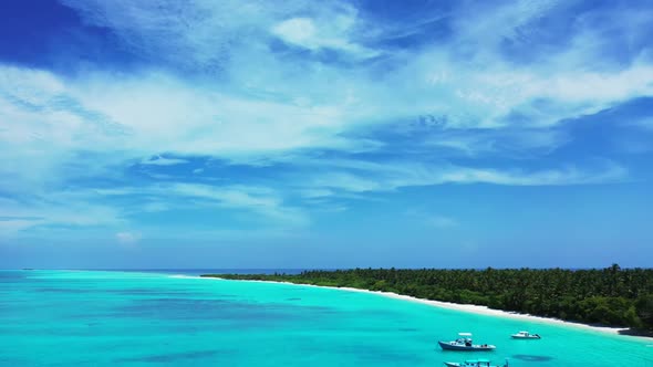 Aerial drone view texture of beautiful island beach wildlife by blue sea with white sandy background