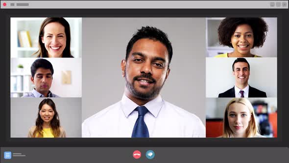 Screen with People Having Group Video Conference