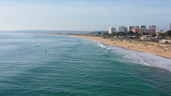 Aerial View of Beautiful Portuguese Beaches with Rocky Sandy Shores and Pure Sand for Tourists