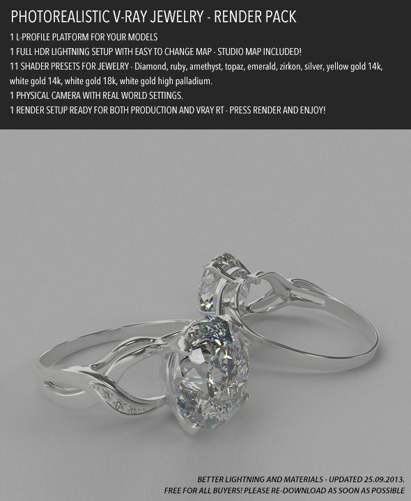 Photorealistic Jewelry Render Pack for V-Ray