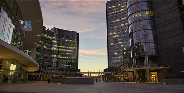 People in Modern City Dusk to Night alt