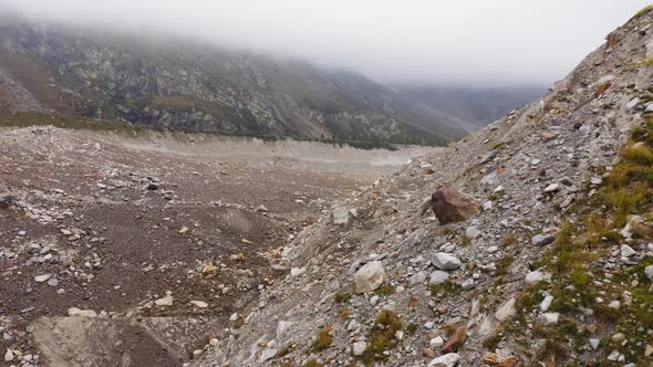 Aerial View of Belvedere Glacier Rock Wall Discovered By Ice Melting