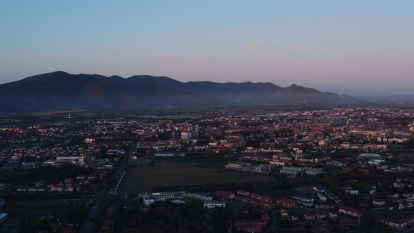 Aerial View Of Pisa City At Sunset