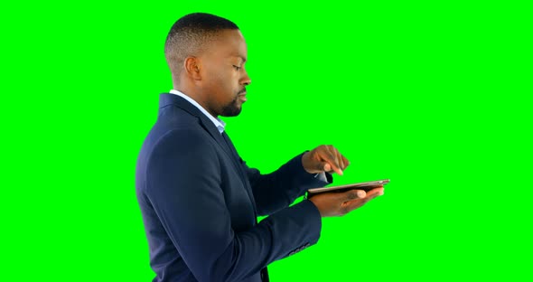 Businessman holding digital tablet