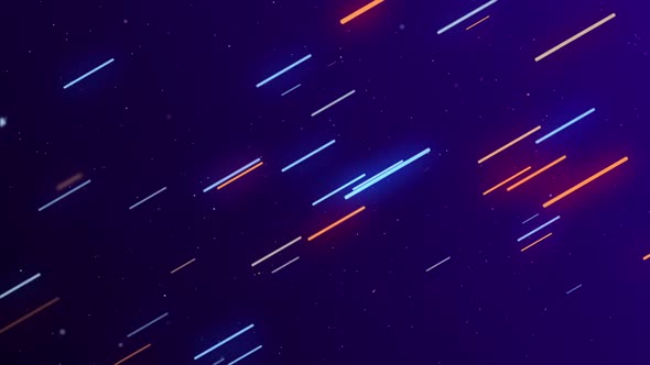 Blue and Orange Rounded Neon Lines Background Animation