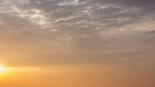 Sunrise With Fast Running Clouds On Orange Sky, Religion, Summer, Time Lapse