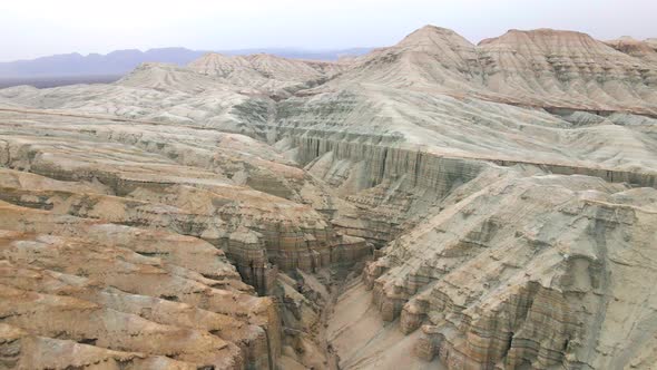 Drone Shot of Canyon Desert Mountains Aktau in Kazakhstan