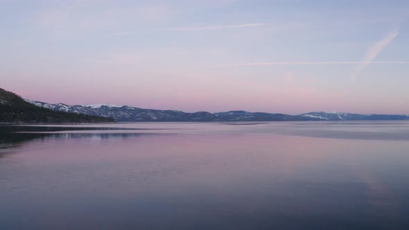 Lake Aerial At Dusk