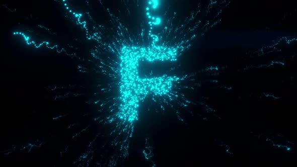 F Letter With Futuristic Particles 4K