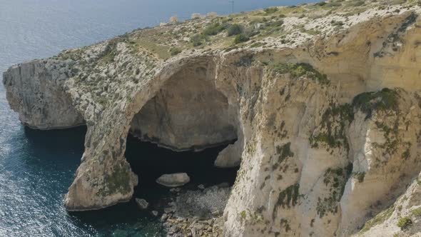 Fantastic view over the Blue Grotto, a complex of sea caves along the Southeastern part of Malta