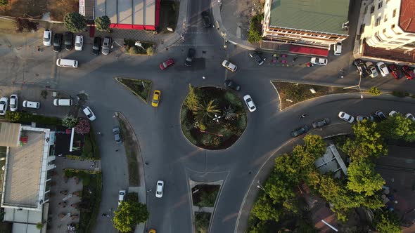 Traffic at Crossroad Drone Shot